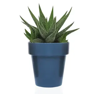 Set di 3 vasi in Denim con piattini da 14cm resistenti UV per uso interno/esterno con piante e fiori - Product Image 3