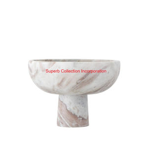 Cuenco con patas de mármol natural de lujo, diseño de Pedestal para decoración elegante del hogar, mesa de frutero hecha a mano a precio de mayorista - Product Image 1