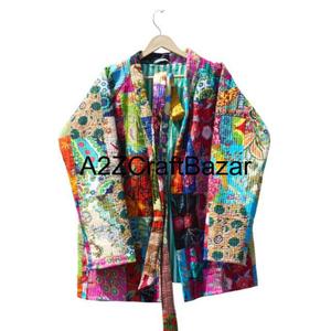 Veste pour femme en coton pur fait main bohème matelassée douce réversible à motifs floraux indiens avec patchwork Vêtement d'hiver toutes saisons - Product Image 1