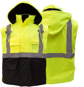 Chaqueta de bombardero de seguridad de manga larga para hombre, ropa de trabajo de construcción de invierno reflectante con capucha de alta visibilidad, resistente al agua e impermeable - Product Image 1