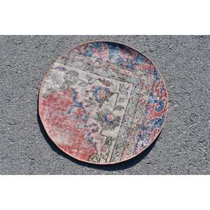 Alfombra turca Vintage de 2,3x2,3 pies, diseño de retales rojo y azul, Material de lana, técnica de tejido plano de látex para decoraciones de sala de estar - Product Image 3