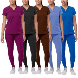 Conjuntos de uniformes médicos y de enfermería al por mayor, blusas elásticas de manga corta, uniformes quirúrgicos tejidos, trajes de hospital de poliéster sin costuras con detección de agujas - Product Image 2