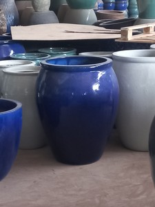 1. Custom Designs Glazed High Quality the Perfect Blue Glossy Glue Ceramic Planters From Vietnam - Product Image 4