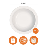 Assiette à soupe ORNAMIN Classic Plus, compatible micro-ondes, pour restaurants, traiteurs et usage commercial |   Empilable |   Sans BPA |   Durable