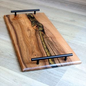 <b>Rustic</b> Reclaimed <b>Wooden</b> Tray With Durable Metal Handle Great For Event Presentation Wedding Gifts And Tablescapes - Product Image 2