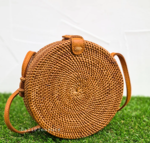 Sac rond en rotin de qualité supérieure, sac en paille, sac à bandoulière tissé à la main - Product Image 1