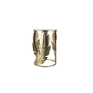 Mesa de centro de Metal con diseño de hoja completa, forma redonda, diseñador hecho a mano, aspecto atractivo, sombra dorada con mesa de diseño minimalista - Product Image 1