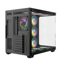 Caja ATX OEM con Luz LED ARGB, Gabinete para CPU de Escritorio, Carcasa para Computadora, Caja para Juegos con Vidrio Templado Completo, Compatible con 10 Ventiladores