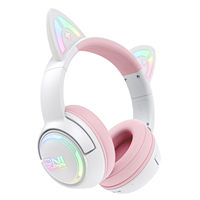 Auriculares Inalámbricos para Juegos ONIKUMA con Orejas de Gato, 3 Modos, RGB, 2.4G, Bluetooth, Cableados, con Micrófono con Cancelación de Ruido, OEM