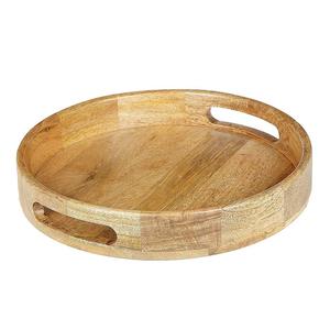 Servidor de comida de estilo único para el hogar, cocina diaria, catering, bandeja redonda de madera usada para servir platos de desayuno y comida, bandeja para servidor - Product Image 1