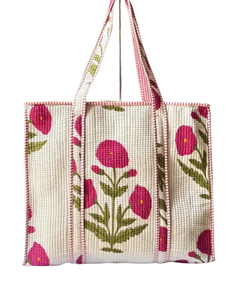 Sac fourre-tout matelassé en coton 100% fait main ATITHI ART avec fermeture éclair et bandoulière - Réutilisable et écologique - Product Image 4