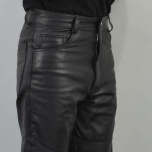 Pantalon en cuir pour homme au meilleur design, couleur personnalisée, uni, délavé, taille mi-haute, style jean droit, méthode de tissage tricotée, style urbain - Product Image 5