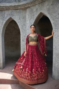 Nouvelle merde jacard et dola soie avec organza jacard dupatta Lehenga Choli Collection - Product Image 4