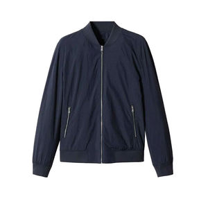 Chaqueta Bomber Azul Marino para Hombre, Cierre de Cremallera, Cuello Alto, Estilo Casual, Material de Poliéster, para Otoño - Product Image 1