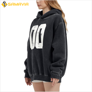 Elegante Sudadera con capucha de lavado ácido de gran tamaño para hombres y mujeres 100% algodón ropa de moda urbana con pantalones de chándal para invierno - Product Image 4