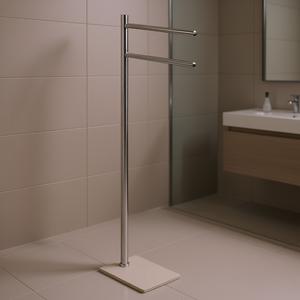 Gedy TANIA TA31 03 Porte-serviettes à 2 bras chromé et beige 34,5x14x88cm pour salle de bain - Product Image 3