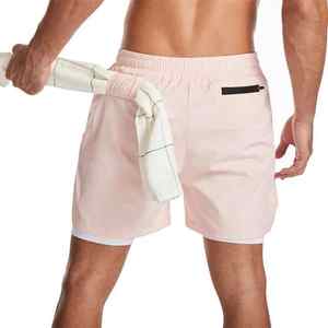 Men Quick Dry Gym Outdoor Sports Shorts With Phone Pocket Double <b>Layer</b> Fitness Shorts 2 in 1 Running Shorts With Custom Designs - Product Image 3