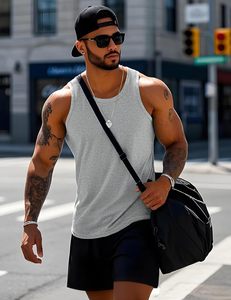 ¡Libera el potencial de tu marca! Oferta Hombres Algodón Spandex PARA EL Pico Excelente Calidad Personalizada Deportes Tank Tops - Product Image 4