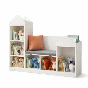 Ensemble scandinave moderne en bois et plastique, meuble multifonctionnel pour coin lecture, salle de bain, maternelle, chambre, école, gymnase, cuisine - Product Image 1