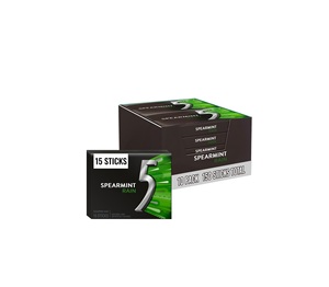 Goma de Mascar 5 GUM Spearmint Rain Sin Azúcar, Sabor Refrescante y Estimulante a Menta, Five Gum, Paquete de 15 Unidades (10 Paquetes) - Product Image 1