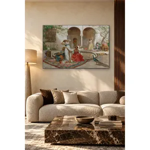 Fida Fabio Fabbi dansant près de la piscine dans une cour, impression sur toile - Product Image 2