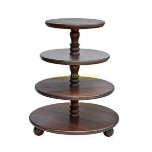 Rustic Two Tier Wooden Serving <b>Stand</b> With White Finish <b>Cupcake</b> Cake Snack Display <b>Stand</b> For Farmhouse Kitchen Party Decor - Product Image 2