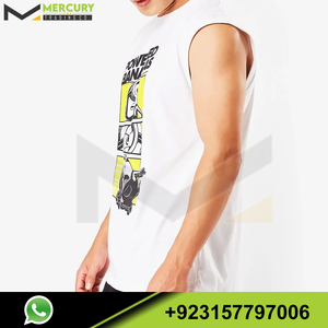 Vente en gros de vêtements de sport avec logo personnalisé chemises en coton sans manches débardeurs de fitness pour hommes débardeurs de sport pour hommes - Product Image 3