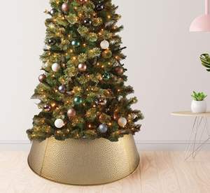 Collar de árbol de metal para árbol de Navidad granja decorativa duradera base redonda elegante decoración festiva de vacaciones - Product Image 2