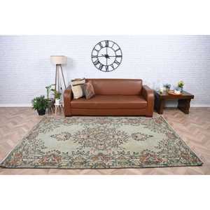 Turkish Vintage Large Rug 5.7x8.9 ft, <b>Brown</b> Moroccan Rug <b>Wool</b> - Product Image 2