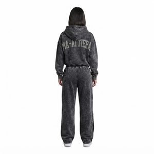 Conjunto Deportivo de Dos Piezas para Mujer, Sudadera Corta con Efecto Ácido y Pantalones Anchos - Product Image 2