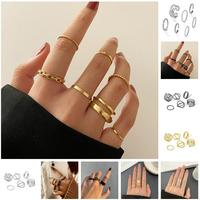 Ensemble de bagues en acier inoxydable plaqué or et argent, tendance, avec pierre en cristal vert, design bohème animal serpent, forme cœur, pour femme