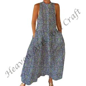 Hermoso Mono de Algodón Estampado a Mano para Dormir, Ropa de Dormir para Mujer, Mono Estampado Floral para Dormir, Primavera/Verano - Product Image 6