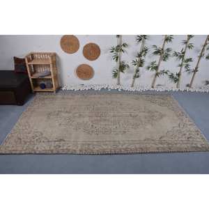 Handmade Vintage Beige Wool Patchwork <b>Rug</b> 5.5 X 9.5 ft Rectangle <b>for</b> <b>Hallway</b> Living Room Bedroom-Plush Latex Area <b>Rugs</b> Sets - Product Image 1