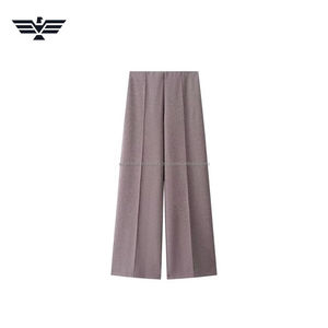 Premium Women's High Waist Wide Leg Pants | Elastic Waist Regular Fit Trousers | Breathable Casual & Office Wear - Product Image 1