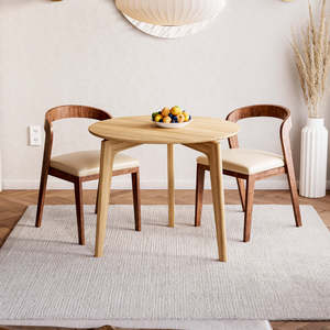 Modern Rustic Round Coffee Table <b>set</b> with Natural teak Top and Cylindrical Legs A Warm Touch to Contemporary Homes - Product Image 1
