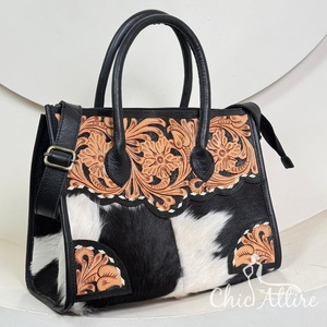 Nuevo bolso de mano de cuero de vaca con herramientas manuales al por mayor de lujo, bolso de hombro con asa de calidad Premium, estilo Rodeo para mujer - Product Image 1