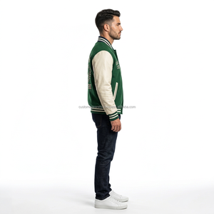 Custom Wool <b>Varsity</b> <b>Jacket</b> with Genuine Cow Leather Sleeves Premium Embroidered College Letterman Coat - Product Image 4