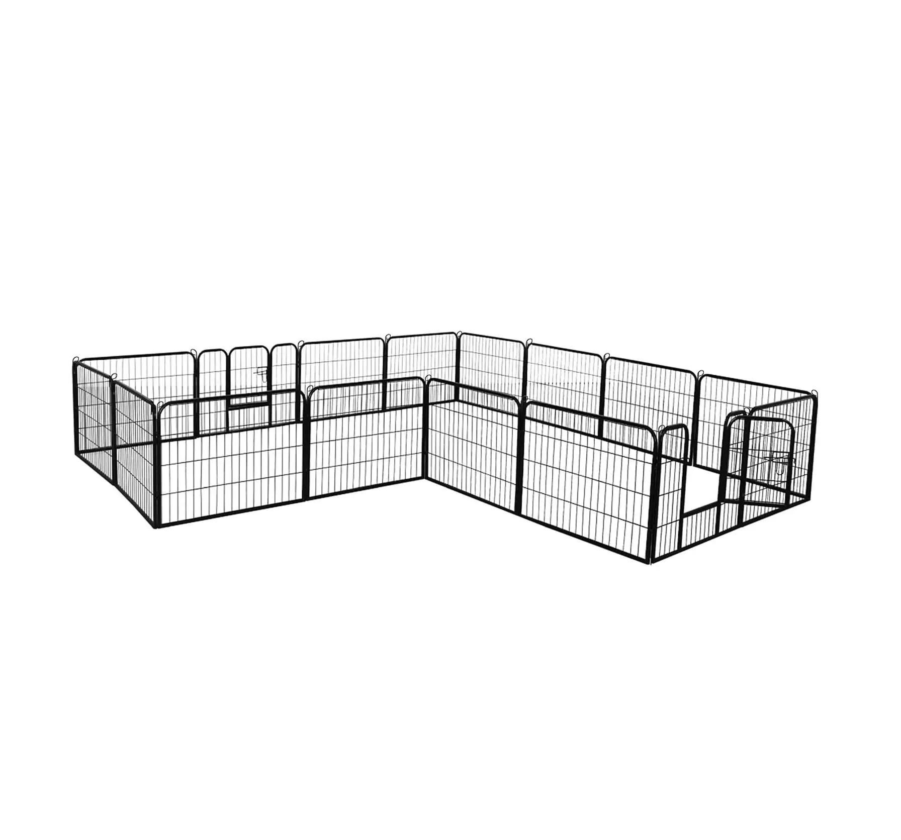 Handmade Metal Dog Playpen Portable Pet House Fence Folding Black Pet Playpen with Door for Outdoor Animals