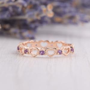 Anillo de Compromiso y Boda de Plata de Ley 925 con Amatista, Estilo Bohemio, Hecho a Mano, Regalo de Moda para Mujer - Product Image 3