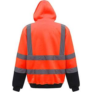 Sweat à capuche haute visibilité Gilet de sécurité réfléchissant de haute qualité avec fermeture à glissière et cordons - Product Image 4