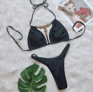 Conjunto de Bikini de mujer de cintura alta Push Up Sexy Tanga de dos piezas Halter traje de baño brasileño traje de baño acolchado de verano - Product Image 4