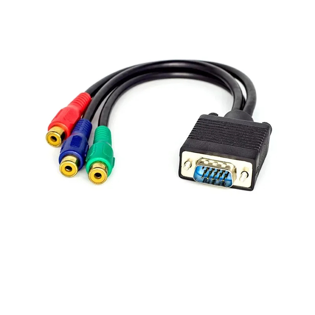 15Pin VGA Male to 3 RCA YPbPr Component Video Cable, Passive RGB Cord, Custom Length 0.3M OEM ODM Available