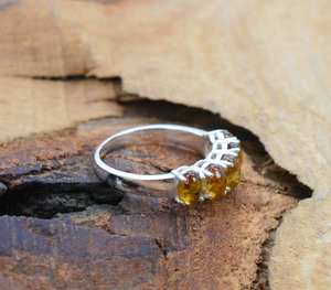 แหวนทัวร์มาลีนสีเหลือง925เครื่องประดับอัญมณีแฮนด์เมดเงินแท้แหวนห้าชิ้นของขวัญครบรอบ - Product Image 3