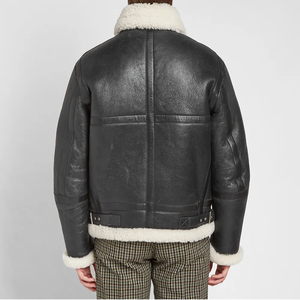 Factory Directly Provide Cowhide Leather Bomber Jacket Cheap Price High Street Heavy Weight Leather Bomber Jacket For Men - Product Image 6