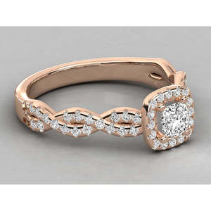 14K Gold Ladies Ring with <b>Round</b>/<b>Cushion</b> Cut Lab Grown Diamonds - Product Image 1