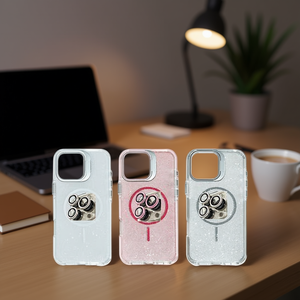 Étui de protection intégrale brillant DAM avec support, double matériau, protection d'objectif Airbag pour iPhone 16 - Product Image 2