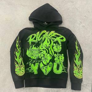 Sudadera con capucha Vintage de alta calidad para hombre, ropa de calle personalizada, algodón pesado, desteñido por el sol y lavado ácido con serigrafía - Product Image 4