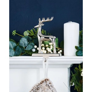 Soporte de calcetín de Navidad de Metal plateado para chimenea, estante colgante de vacaciones, organizador decorativo - Product Image 1