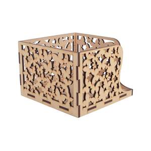 Caja de pañuelos de madera Vintage, cierre de gancho con acabado ardiente Rectangular, servilletero rústico, organizador de pañuelos decorativo para oficina y hogar - Product Image 6