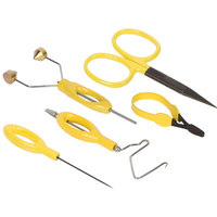 Kit completo de herramientas para atado de moscas, incluye bobinador, tijeras, apilador de plumas, moscas de pesca para pescadores.
